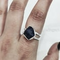 thumbnail image 4 of AAA Blue Sapphire Ring, Rough Blue Sapphire Ring, September Birthstone, Twist Dual Band, 925 Sterling Silver, Womens Ring, Christmas, Thanksgiving, Handmade, Statement Jewelry, Rough Gemstone Jewelry, 4 of 5