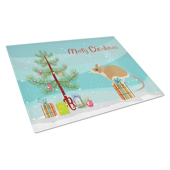 Carolines Treasures CK4465LCB Spiny Mouse Merry Christmas Glass Cutting Board Large, 12H x 16W, multicolor