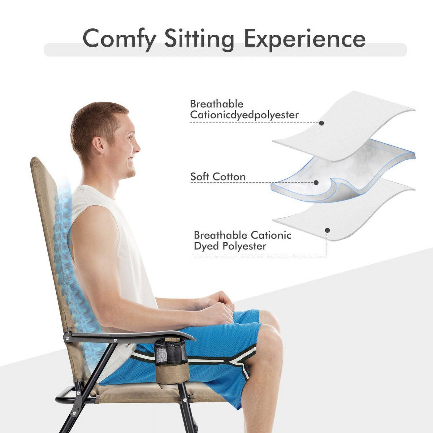Aimee Lii 2 Pieces Patio Padded Folding Portable Chair Camping Dining Outdoor, Outdoor Patio Set, Brown Aimee Lii 2 Pieces Patio Padded Folding Portable Chair Camping Dining Outdoor, Outdoor Patio Set, Brown