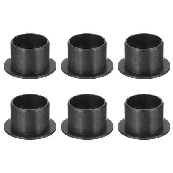 6 Pack Flanged Sleeve Bearing, Plastic Bushing ID 14mm x OD 16mm x Length 12mm POM Bushing, Black
