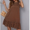 thumbnail image 5 of Women's Sleeveless Polka Dots Ruffle Tunic Dress Casual Summer Beach Tank Dresses Sundress, 5 of 6