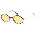 thumbnail image 2 of Geometric Hexagon Sunglasses Ultra Slim Arms Color Tinted Lens 50mm (Black Gold / Orange), 2 of 4