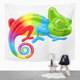 thumbnail image 2 of ZEALGNED Colorful Cartoon Rainbow Colored Multicoloured Chameleon Lizard Character Green Wall Art Hanging Tapestry Home Decor for Living Room Bedroom Dorm 51x60 inch, 2 of 2