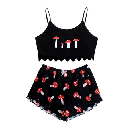 

Shorts Women Women E Printing Sleepwear Set Pajamas Sleeveless Cami Shorts Lingerie Slim Sleepwear Set Girls Slippers Fuzzy