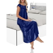 EZI Nightgowns for Women - Soft & Breathable Satin Night Gowns for Adult Women - Medium to Plus Size Womens Sleep Shirts - Long Mid-Length Nightgown