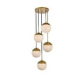 thumbnail image 7 of Eclipse 5 Lights Brass Pendant With Frosted White Glass, 7 of 7