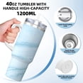 thumbnail image 3 of Haiem Blue Marble Printed 40OZ Ice Bully With Handle - Portable for Hot & Cold Drinks, Travel, Gym, Home, and Outdoor Activities, 3 of 8