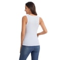 thumbnail image 3 of Women's Slim Fit Ribbed Knit Racerback Tank Tops 2-Pack Crew Neck Sleeveless Shirts White/Black, 3 of 7