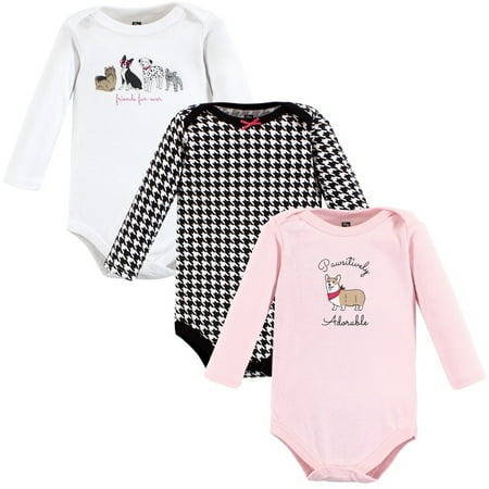 

Hudson Baby Infant Girl Cotton Long-Sleeve Bodysuits Girl Dogs 3-Pack 0-3 Months