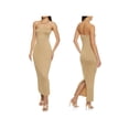 thumbnail image 4 of SAYOO Women’s Summer Sexy Party Club Strapless Dress Fashion Solid Color Off-the-shoulder Skinny Slit Bodycon Long Dress, 4 of 5
