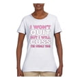 thumbnail image 2 of Wild Bobby I Won't Quit but I Will Cuss the Whole Time Gym/Workout Women Graphic Tee, White, Large, 2 of 5