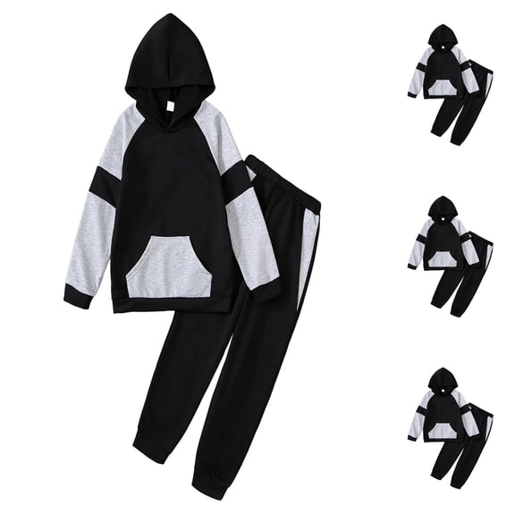 Fozruso Boys Pants 2 Pieces Set,Boys Long Sleeve Hooded Sweatshirt And Pants Outfit For Fall Winter Playful Casual Two Piece With Comfortable Fabric Loose Fit,7-8 Years
