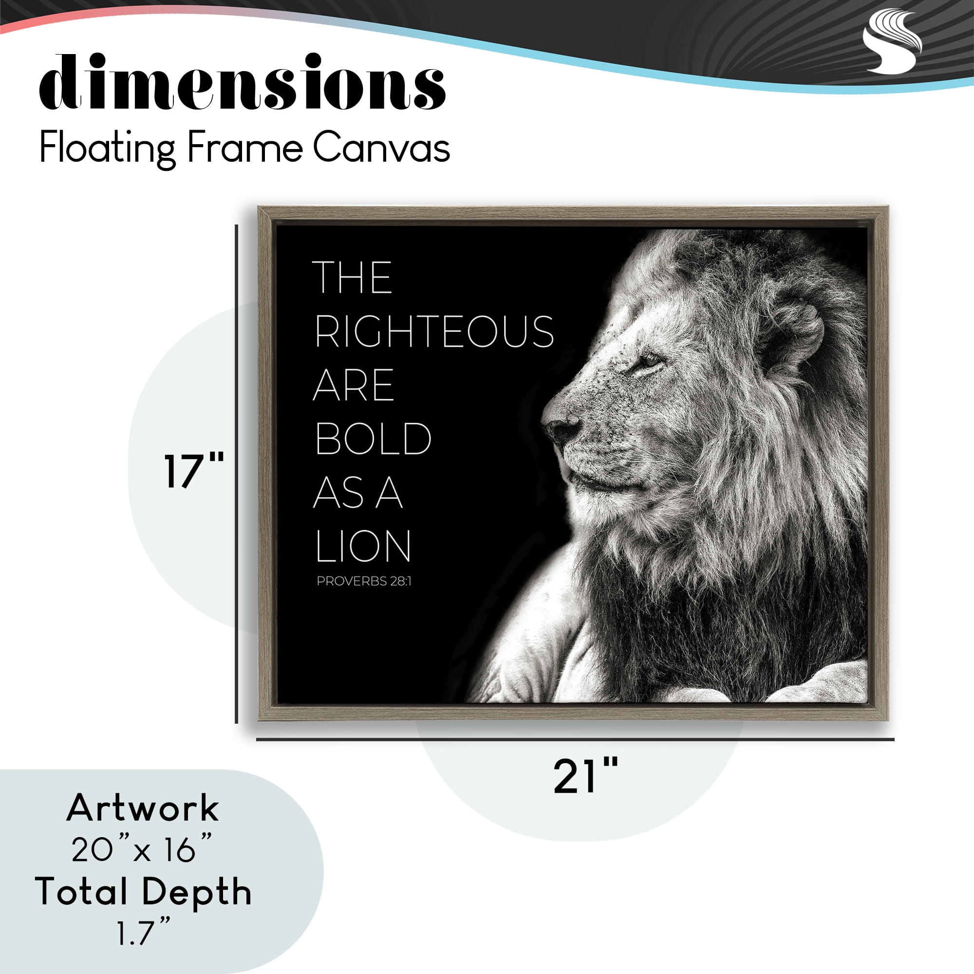 Stupell Industries The Righteous Bold As A Lion Brown Framed Floater Canvas Wall Art, design by Shelley Lake