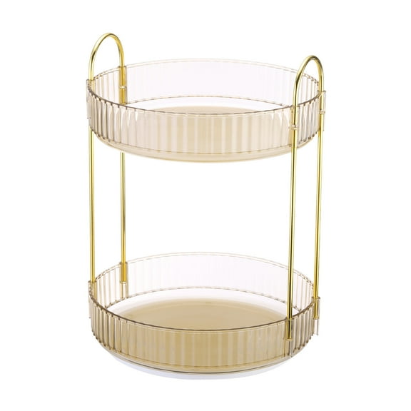Rotating Makeup Organizer, Skincare Organizer Countertop for Vanity (2-Tier, Gold)