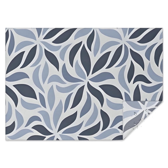 Blue Leaf Shaped Floral Pattern Rectangle Tablecloth 60"x84",Waterproof Polyester Rectangle Table Cloth, Wipeable Spillproof Polyester Tablecloth for Dining, Camping, Indoor and Outdoor