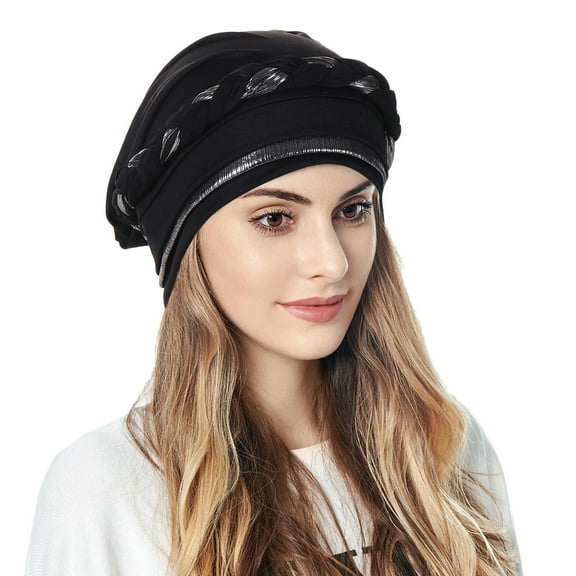 Tittly Bandanas for Women Head Scarf Women Braid Turban Hats Hat Cap Hair Bonnet Head Scarf Wrap Cover Bandana Turbans for Women Black One Size