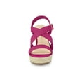 thumbnail image 6 of BLISSFUL STEP Women's Shoes Crisscross Ankle Strap Espadrille Wedge Sandals Hot Pink 8.5, 6 of 7