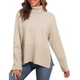 thumbnail image 3 of PrettyGuide Women's Oversized Turtleneck Sweaters Casual Long Sleeve Side Slit Knit Tunic Pullover Sweater Tops, 3 of 9