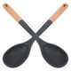 thumbnail image 5 of 2 cucharas grandes de silicona para cocinar con mango de madera antiadherente, resistentes al calor, para cocinar, servir, untar y mezclar, 5 of 8