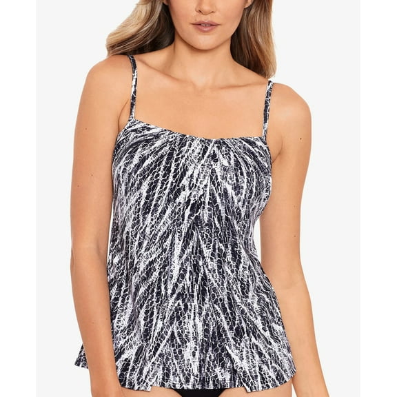 Miraclesuit Women's Grey Jubilee Layered-Look Tankini Top