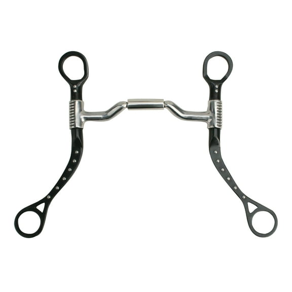 Myler MBB Black Steel Flat Shank with Mullen Forward Tilt Ported Barrel MB 36 (Stainless Steel, 5")