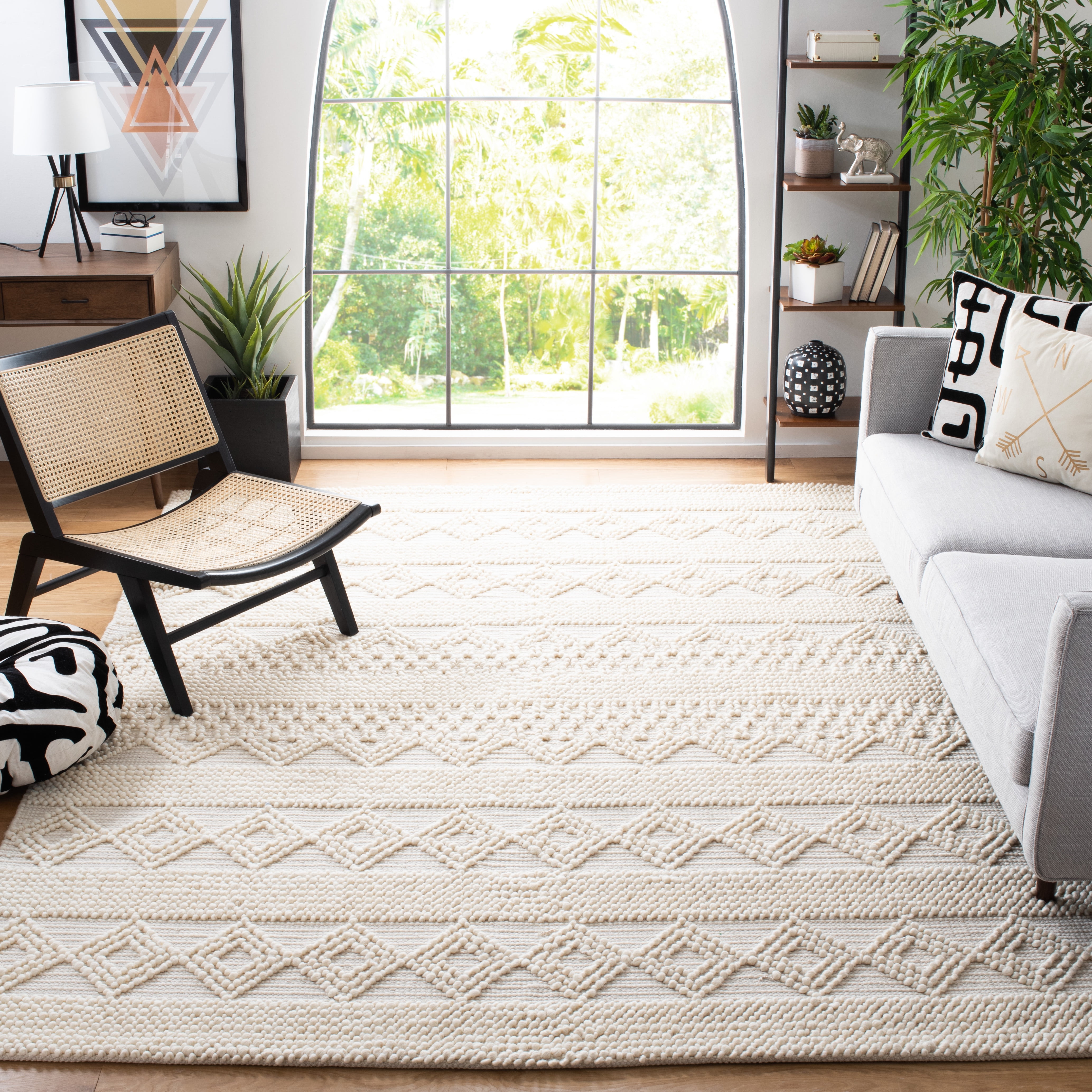 SAFAVIEH Natura Carly Geometric Area Rug, Ivory, 12' x 18'