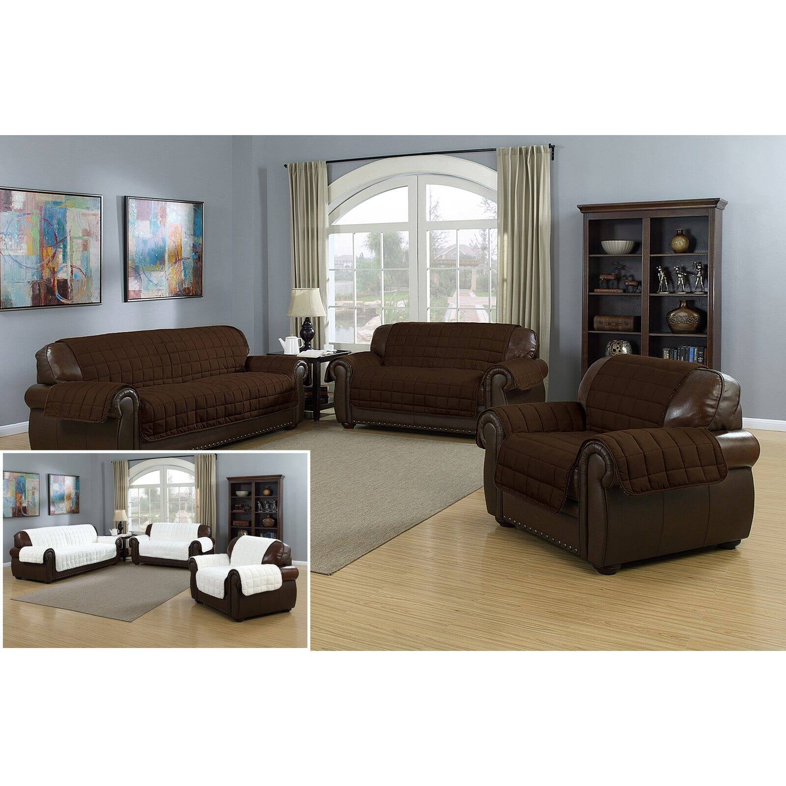 Quick Fit Chair Pet-Friendly Slipcovers Solid Polyester Slipcovers, Taupe
