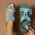 thumbnail image 2 of Xijirk Sandals Women Bohemian Rhinestone Flat Sandals, Elastic Slingback Ankle Strap Casual Beach Footwear,6.5, 2 of 8