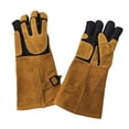 thumbnail image 1 of Guantes para manipulación de animales, antimordeduras, gruesos, multifunción, acolchado reforzado, doble cuero para entrenamiento y aseo de perros. 385 cm amarillo negro, 1 of 10