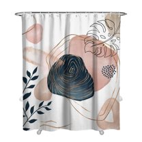 Extra Long Boho Shower Curtain 72x84 Inches - Vintage Floral & Tropical Leaves Pattern, Waterproof Bohemian Bathroom Decor with 12 Hooks, Tribal Rustic Style