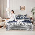 thumbnail image 4 of Castle Fairy Animal Bear 7-Piece Twin Bedding,Bohemian Aztec Wildlife Bedding Comforter Set,Navy Black,Navy Blue Reversible, 4 of 7