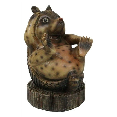 Western Rustic Texas Comical Baby Armadillo On Tree Money Coin Bank Figurine