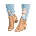thumbnail image 4 of Women Buckle Peep Toe Low Block Heel Ankle Booties Boots Sandals Shoes Size, 4 of 4