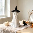 thumbnail image 4 of Izexuh Woven Witch Hat Figurine Rustic Rattan Style Free Standing Halloween Tabletop Ornament for Mantel Shelf Entryway Display, 4 of 5