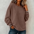 thumbnail image 5 of yillto Womens Long Sleeve Crewneck Sweatshirts Plus Size Loose Casual Solid Color Sweatshirt S-5XL, 5 of 6