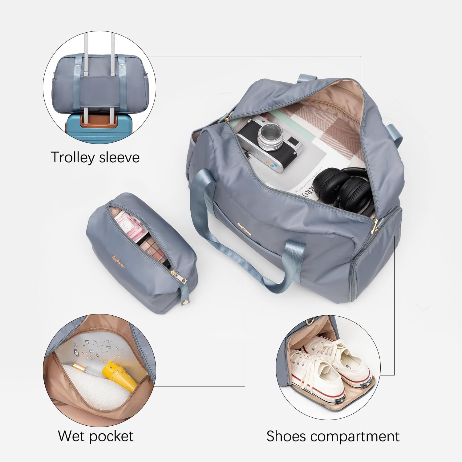 LONG VACATION Luggage Set 6 Piece Suitcase with Spinner Wheels, ABS+PC Hardshell Luggage with TSA Lock & YKK Zipper