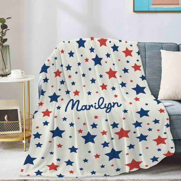 SINIMOKO Independence Day Blanket Party Blanket Flannel Bed Blanket Day Themed Lightweight Sofa Throw Blanket,4th of July Decorations Indoor