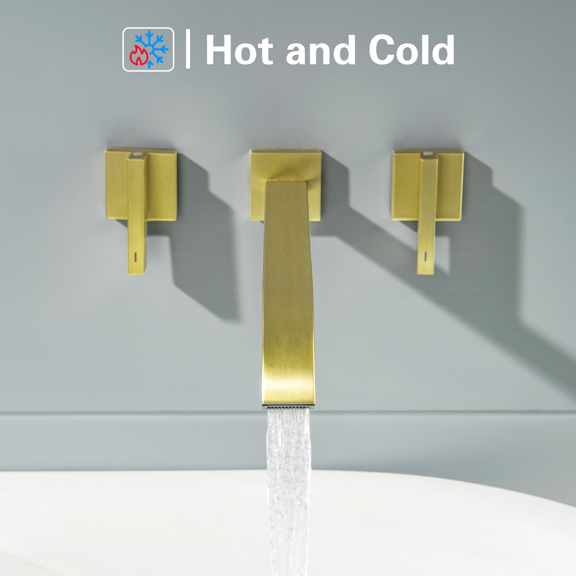 Wall Mount Tub Filler Brushed Gold Bathtub Faucet