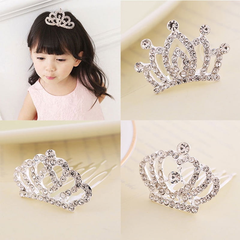 Girls Princess Tiara Crown with Comb For Kids Dress up Hair Accessories 