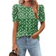 thumbnail image 2 of Tops de Manga Corta de las Mujeres Impreso Cuello Redondo, Suelto Casual Top para el Hogar Y el Uso Diario, 2 of 7