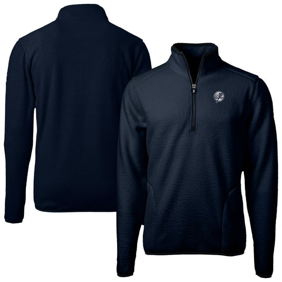 Men's Cutter & Buck Navy New York Yankees Cascade Eco Fleece Quarter-Zip Jacket
