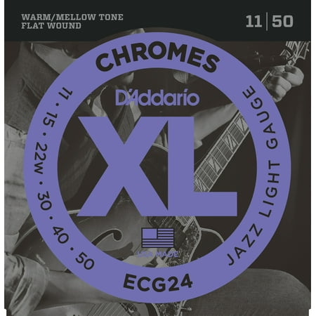 D'Addario ECG24 Chromes Flat Wound Electric Guitar Strings, Jazz Light,