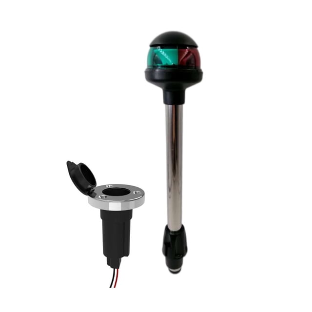 Marine LED Boat Navigation Pole Lights For Yacht Marine Stern Anchor Plug-in Bi-color Light RedGreen ,High Bright