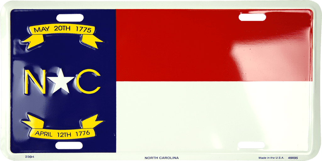 State of North Carolina NC Flag Tag 6"x12" Aluminum License Plate 