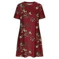 thumbnail image 4 of SMihono Robe d'Été Grande Taille pour Femmes 2023 Décontractée Unie Ample à Manches Courtes Robe Ample Robe à Imprimé Floral Robe à Imprimé Tournesol, 4 of 4