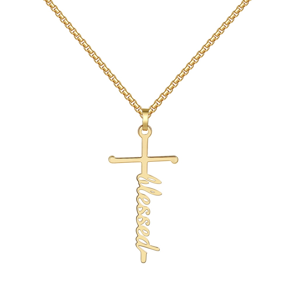 Faith Cross Necklace for Women 14K Gold 
