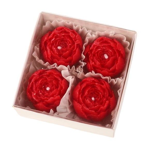 4*Candles - Handmade Scented Rose Candles With Red Rose Design And Rose Fragrance, Pack Of 4 - For Home Decor, Romantic Evenings, Spa Sessions, Gift Giving, Bedroom Ambiance,