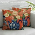 thumbnail image 3 of JEUXUS Farmhouse Throw Pillow Cover with Zipper Orange Red Chinoiserie Floral Blue and White Porcelain Vase Pillow Cases Cushion Cover for Office Living Room Bedroom Car Chair Home Decorations, 3 of 5