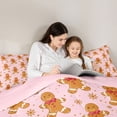 thumbnail image 4 of Manfei Glod Snowflake 7pcs Bedding Comforter Set,Happy Christmas Queen Bedding Sets,Brown Gingerbread Man Queen Sheet Sets For Teens,Ultra Soft Home Decor Reversible, 4 of 8