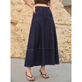 thumbnail image 5 of Womens Blue A-Line Denim Skirt With Slant Pockets, 5 of 14